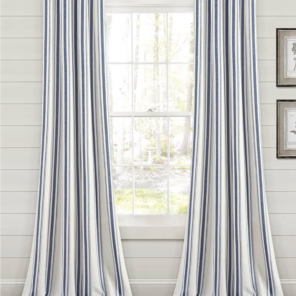 Elegant Blue and White Striped Curtains